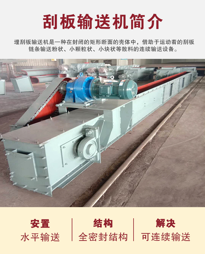 刮板输送机用于水平、倾斜或垂直输送粉末、颗粒及小块状物料